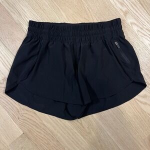 Lululemon Shorts Hotty Hot Womens 10 Black High Rise Lined Activewear Zip Pocket